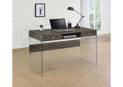 Image for Dobrev 2-drawer Writing Desk Weathered Grey and Clear