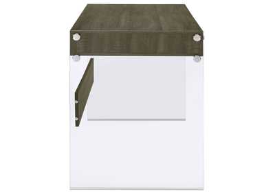 Dobrev 2-drawer Writing Desk Weathered Grey and Clear,Coaster Furniture