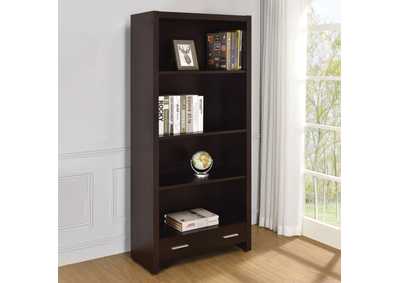 Image for Skylar 5 - shelf Bookcase with Storage Drawer Cappuccino