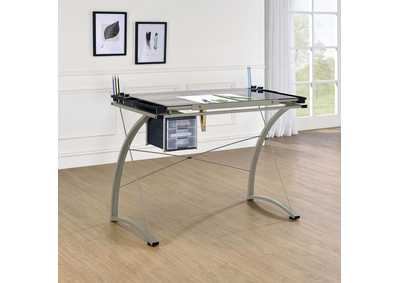 Melo Drafting Desk with 3-drawer Champagne