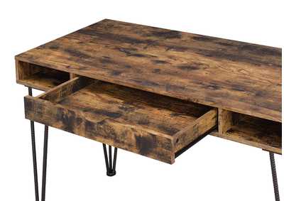 Olvera 1-drawer Writing Desk Antique Nutmeg and Dark Bronze,Coaster Furniture