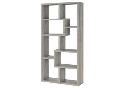 Theo 10-shelf Bookcase Grey Driftwood,Coaster Furniture