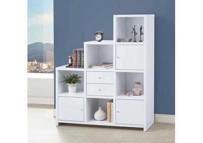 Spencer Bookcase with Cube Storage Compartments White