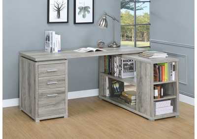 Yvette L-shape Office Desk Grey Driftwood,Coaster Furniture