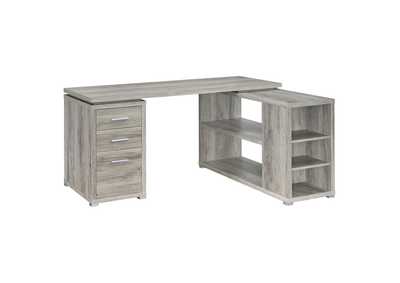 Yvette L-shape Office Desk Grey Driftwood,Coaster Furniture