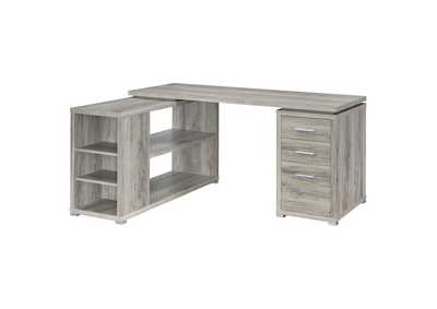 Yvette L-shape Office Desk Grey Driftwood,Coaster Furniture