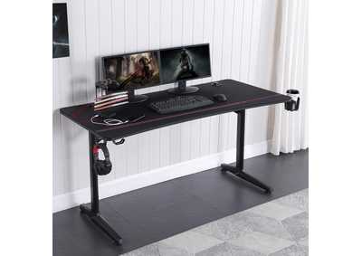 Image for Tarnov Rectangular Metal Gaming Desk with USB Ports Black