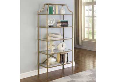 Image for Serena 5-tier Tempered Glass Shelves Bookcase Matte Gold