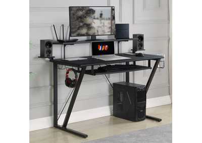 Image for Tech Spec Gaming Desk with Cup Holder Gunmetal