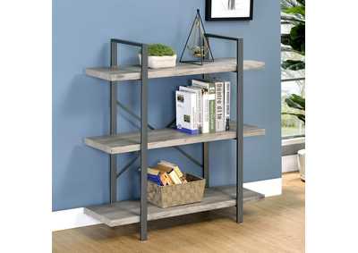 Image for Cole 3-Shelf Bookcase Grey Driftwood and Gunmetal