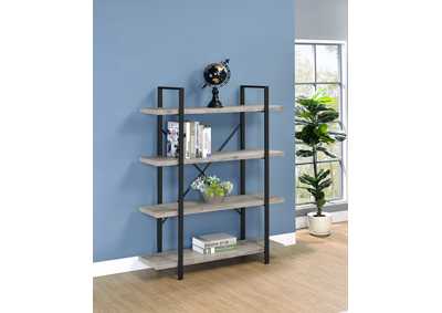 Image for Cole 4-Shelf Bookcase Grey Driftwood and Gunmetal