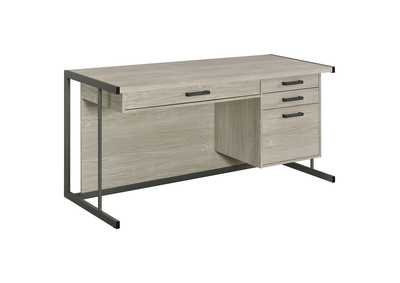 Loomis 4-drawer Rectangular Office Desk Whitewashed Grey and Gunmetal,Coaster Furniture