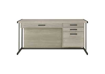 Loomis 4-drawer Rectangular Office Desk Whitewashed Grey and Gunmetal,Coaster Furniture