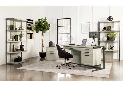 Loomis 4-drawer Rectangular Office Desk Whitewashed Grey and Gunmetal,Coaster Furniture