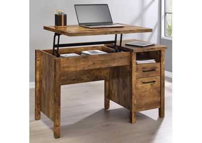 Image for Delwin Lift Top Office Desk With File Cabinet Antique Nutmeg