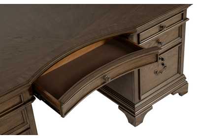 Hartshill Executive Desk with File Cabinets Burnished Oak,Coaster Furniture