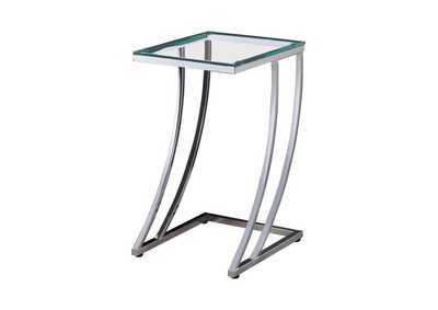 Image for Cayden Rectangular Top Accent Table Chrome and Clear
