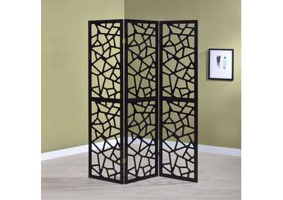 Image for Nailan 3-panel Open Mosaic Pattern Room Divider Black