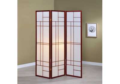 Image for Katerina 3-panel Folding Floor Screen White and Cherry