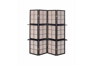 4-panel Folding Screen with Removable Shelves Tan and Cappuccino,Coaster Furniture