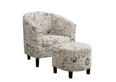 Image for Alina 2-Piece Upholstered Accent Chair And Ottoman Off White