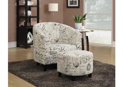 2-piece Upholstered Accent Chair and Ottoman Off White,Coaster Furniture