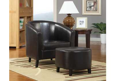 Black Leather Accent Chair and Ottoman,Coaster Furniture