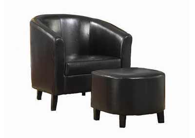 Black Leather Accent Chair and Ottoman,Coaster Furniture