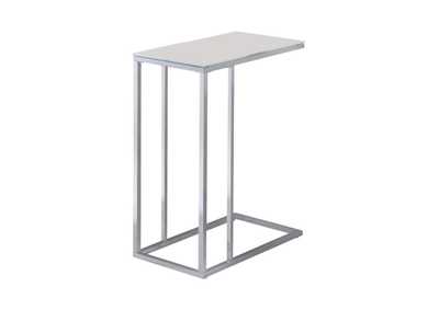 Glass Top Accent Table Chrome and White