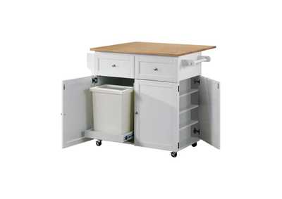Jalen 3-Door Kitchen Cart With Casters Natural Brown And White