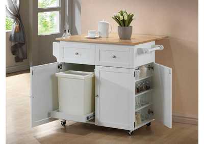 3-Door Kitchen Cart with Casters Natural Brown and White,Coaster Furniture