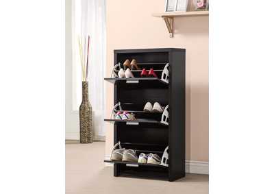 3-drawer Shoe Cabinet Black,Coaster Furniture