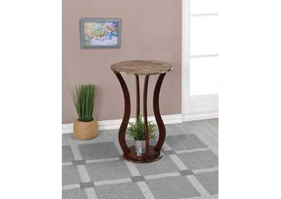 Elton Round Marble Top Accent Table Brown