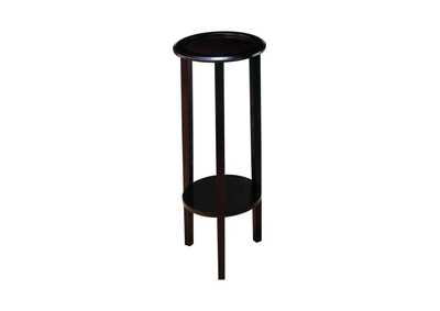 Kirk Round Accent Table With Bottom Shelf Espresso