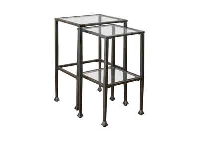 Leilani 2-piece Glass Top Nesting Tables Black