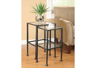 2-piece Glass Top Nesting Tables Black,Coaster Furniture