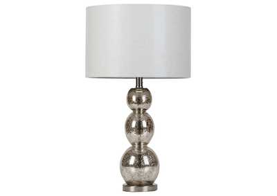 Mineta Drum Shade Table Lamp White and Antique Silver