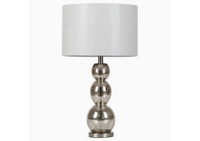 Image for Mineta Drum Shade Table Lamp White and Antique Silver