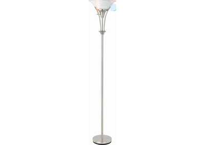 Image for Floor Lamp with Frosted Ribbed Shade Brushed Steel