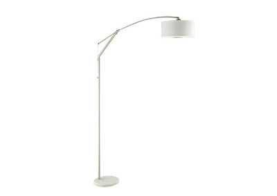 Adjustable Arched Arm Floor Lamp Chrome and White