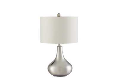 Drum Shade Table Lamp Chrome and White