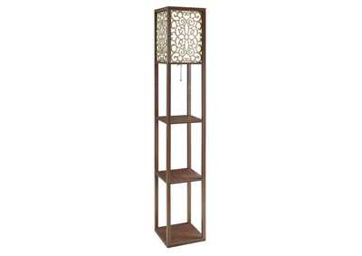 Image for Square Floor Lamp with 3 Shelves Cappuccino