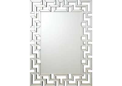 Image for Interlocking Greek Frameless Wall Mirror Silver