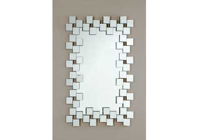 Image for Pamela Frameless Wall Mirror with Staggered Tiles Silver