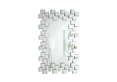 Pamela Frameless Wall Mirror With Staggered Tiles Silver