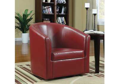 Image for Turner Upholstery Sloped Arm Accent Swivel Chair Red