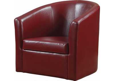 Upholstery Sloped Arm Accent Swivel Chair Red