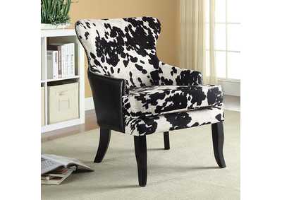 Trea Cowhide Print Accent Chair Black and White