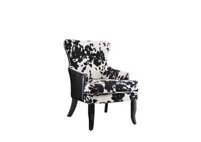 Trea Cowhide Print Accent Chair Black and White