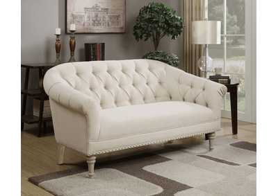 Image for Billie Tufted Back Settee with Roll Arm Natural